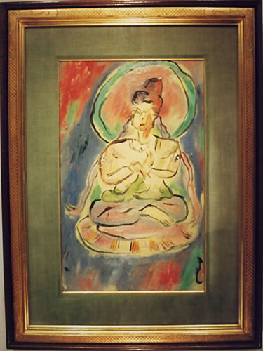 奇才 里見勝蔵の代表作の一つ「石の顔」2体です。油彩によるもので真作